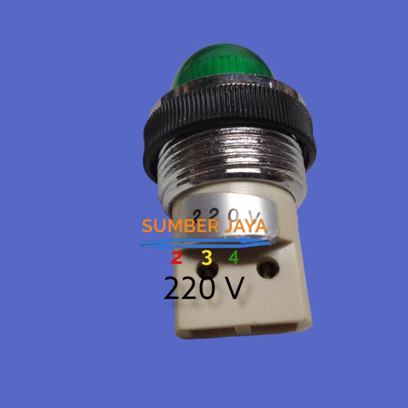 LAMPU PILOT 220V / BOHLAM PILOT 220V 25MM HIJAU TERMURAH