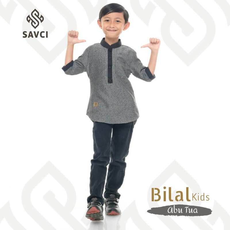 Pakaian Muslim Anak Laki-laki / Baju Koko Anak / Baju Koko Premium - BILAL ANAK NAVY / ABU / HIJAU