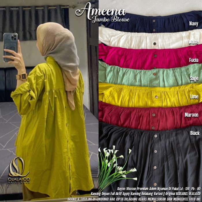 Baju Atasan Wanita Blouse Muslim New Ameena Jumbo Top S