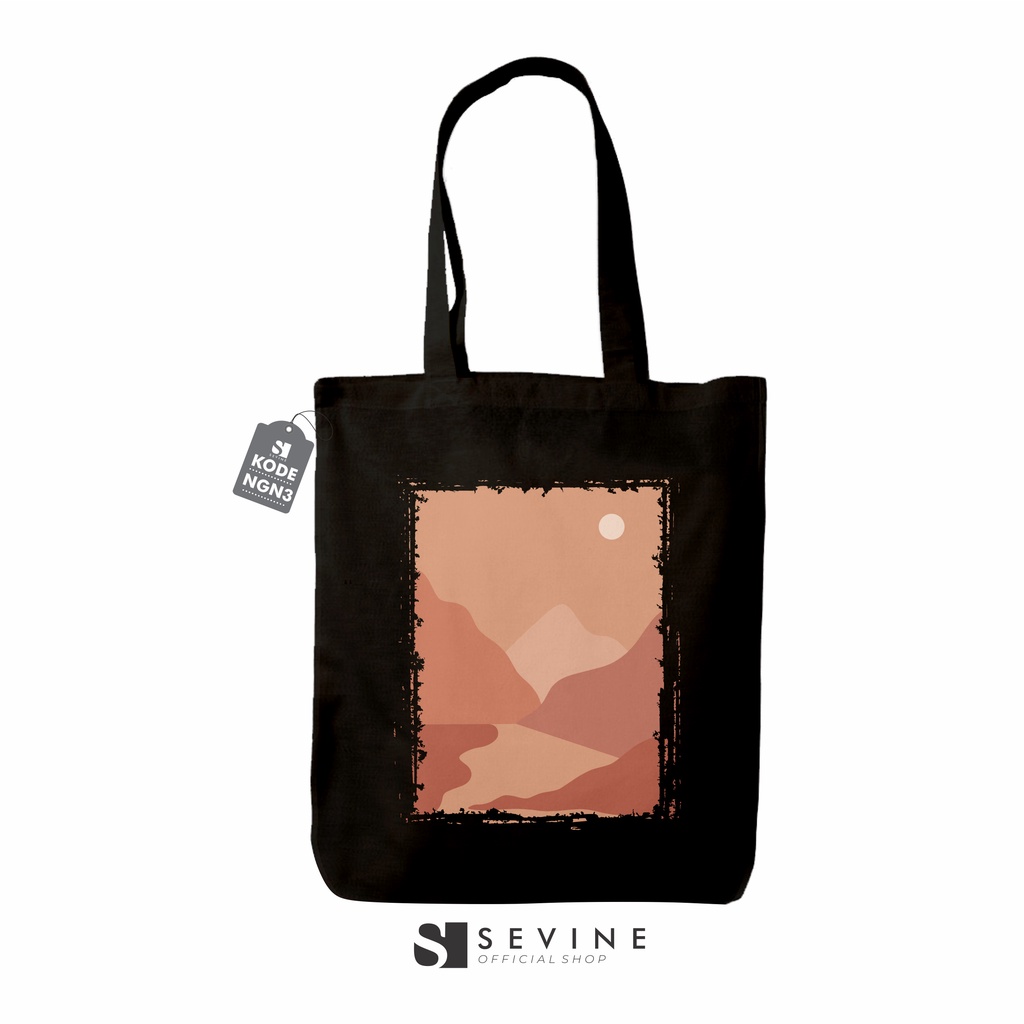 Sevine Tote Bag Tas Wanita Totebag Resleting Fashion Nordic Style Black Series Hitam - NGN 3