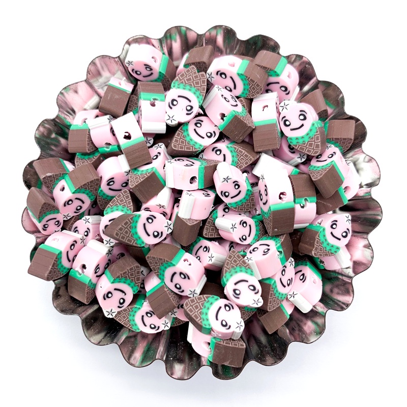 30pcs / lot Manik-Manik Polymer Clay Bentuk Es Krim 12mm Untuk Membuat Perhiasan DIY