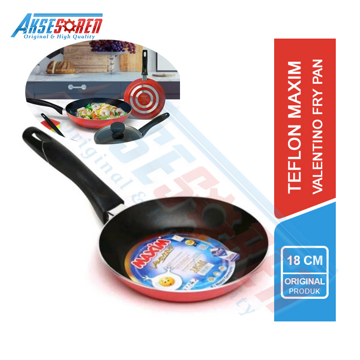 TEPLON MAXIM ASLI VALENTINO FRYPAN [18 CM] / TEFLON / WAJAN / GORENG PENGGORENGAN ANTI LENGKET