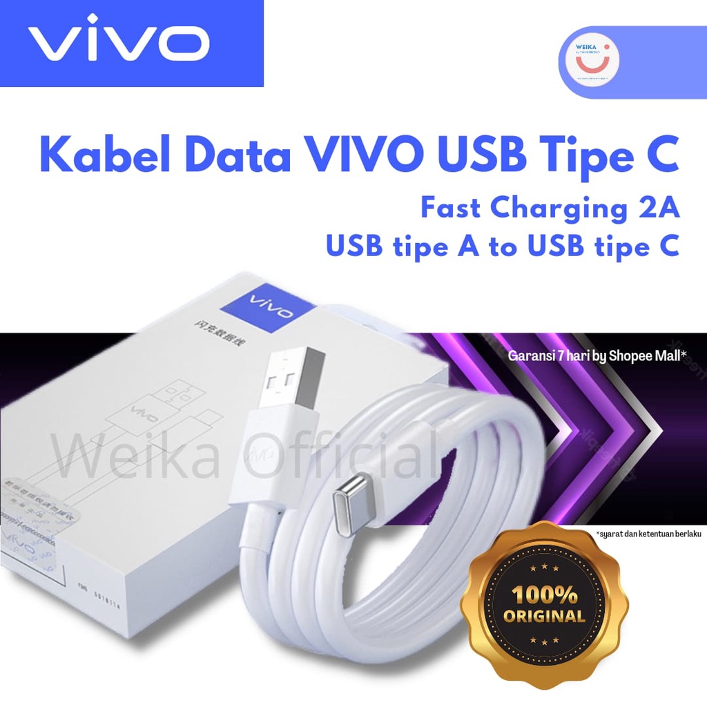 Kabel Data VIVO Fast Charging 2A USB Tipe C/Micro