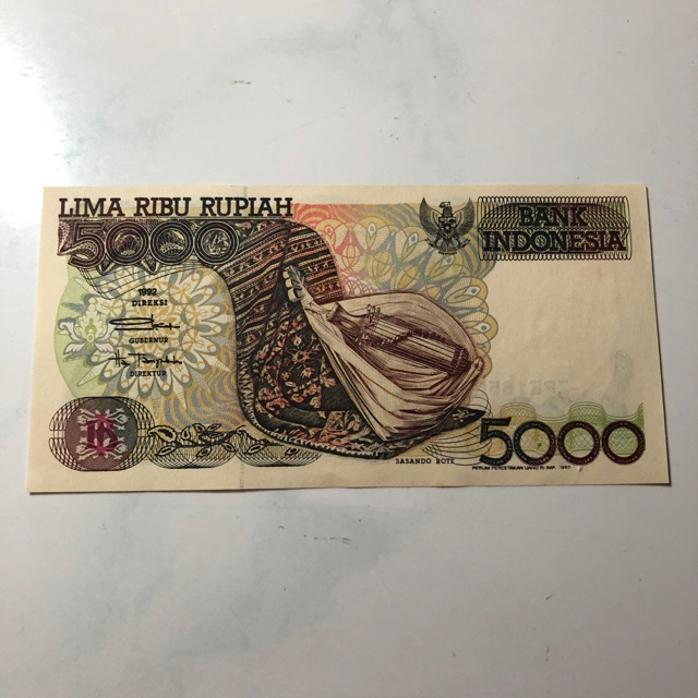 Uang Kertas Kuno ASLI 5000 Rupiah Tahun 1992. BAGUS.