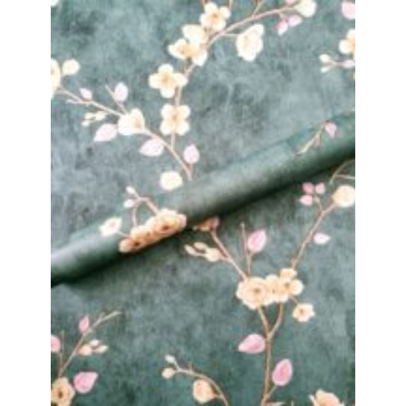 wallpaper stiker dinding hijau muda bunga sakura