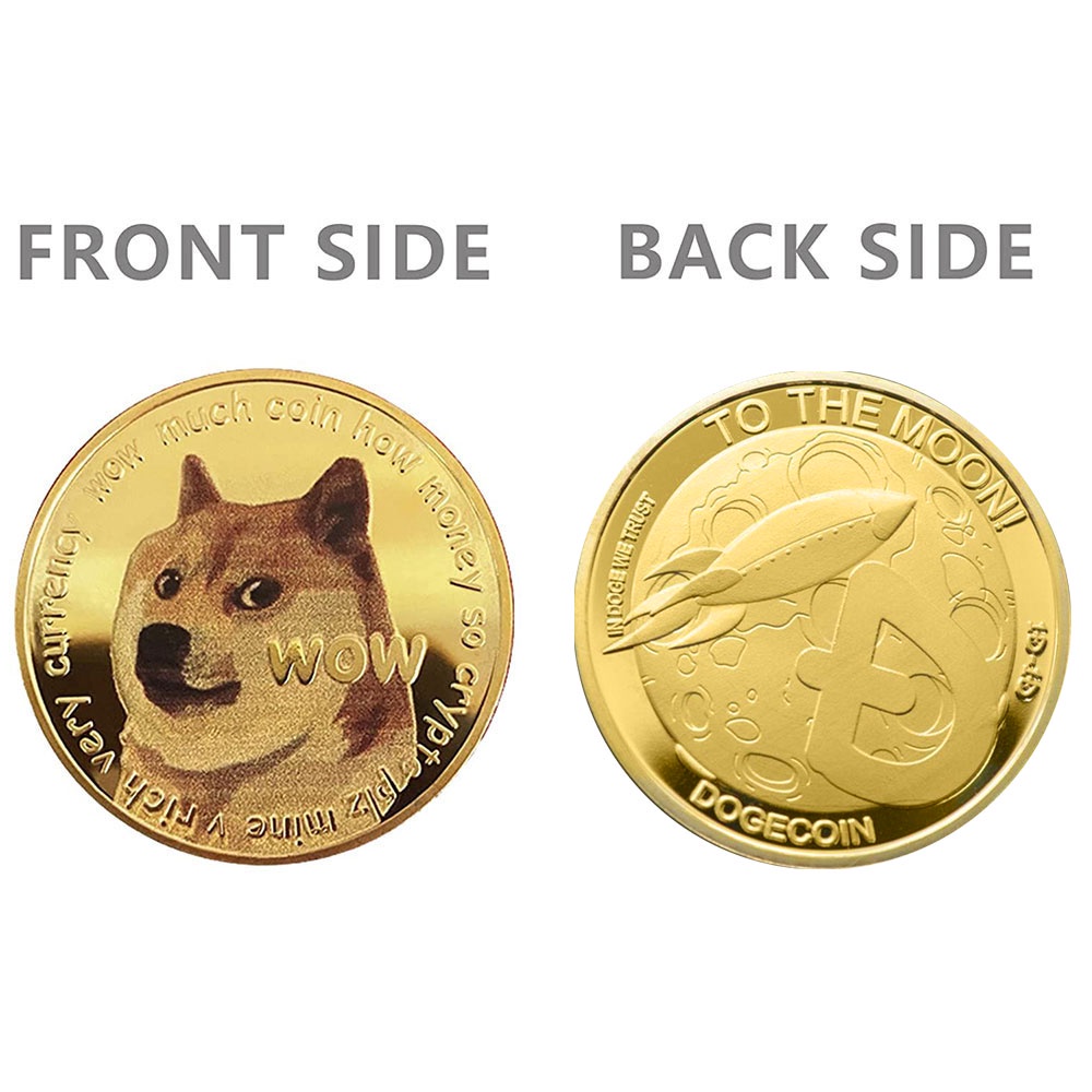 Koin Peringatan Shiba Inu Doge Tiga Dimensi Bahan Logam Lapis Emas Perak