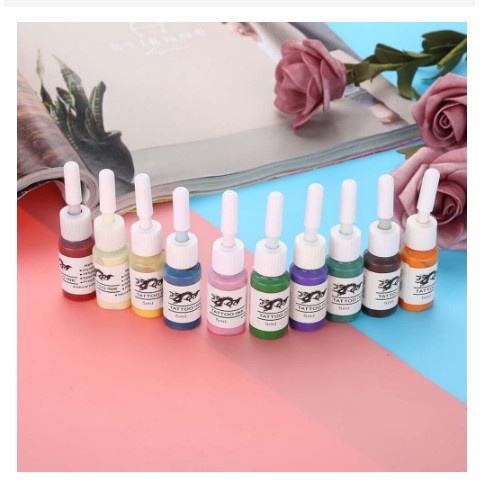 Receptacle Set Tinta Tato Permanen 10 Warn/Tinta Tato Alis Microblading