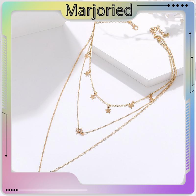 Fashion Kalung Multilayer Kalung Liontin Aksesoris Wanita Bulan Multilayer Kalung Aksesoris-MJD