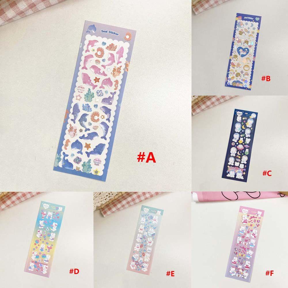 [Elegan] Stiker Dekoratif Kartun Lucu 1lembar Decal Diary Stiker DIY Scrapbooking Kolase Bahan Hewan Kartun Beruang Dekorasi Kertas