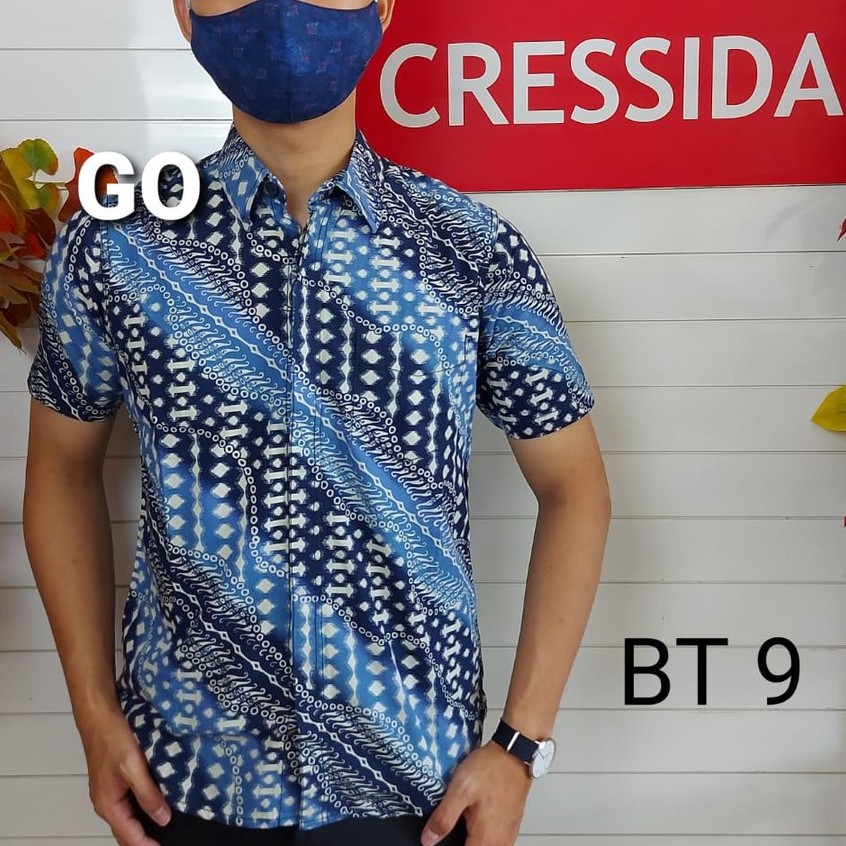 gof CRESSIDA KEMEJA BATIK Pakaian Pria Atasan Kemeja Hem Casual Slimfit Original Lengan Pendek