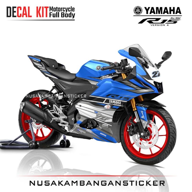Decal Kit Stiker Motor Yamaha R15 V4 All New Full Body Biru Grafis Racing Team Sticker Custom Varias