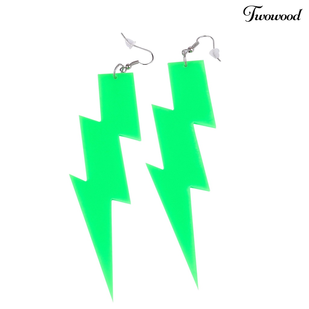 Twowood 1 Pair Dangle Earrings Lightning Shape Fluorescence Jewelry All Match Lightweight Hook Earrings for Daily Wear