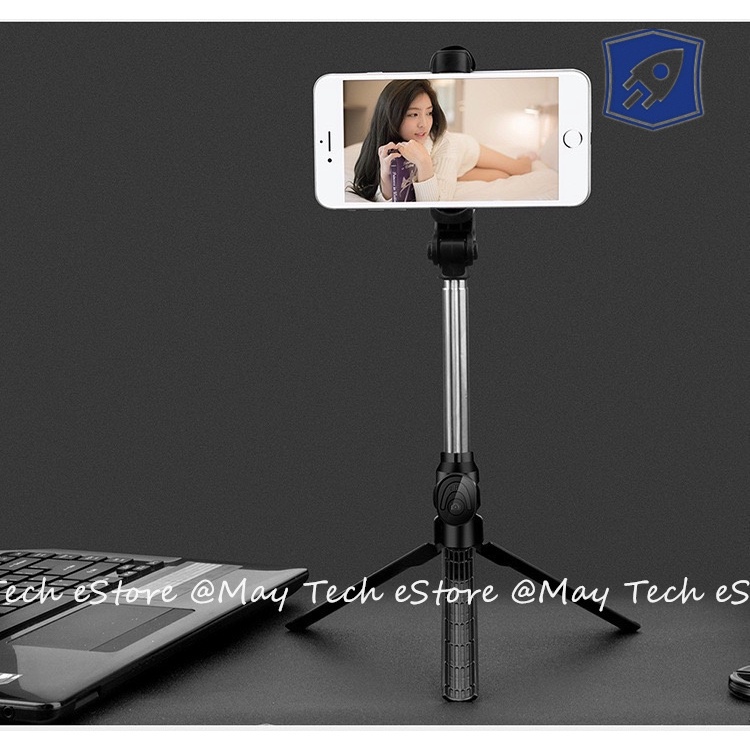 XT10S Bluetooth Tripod Wireless Remote / Tongsis Selfie Stick Vlog Live dengan Lampu LED