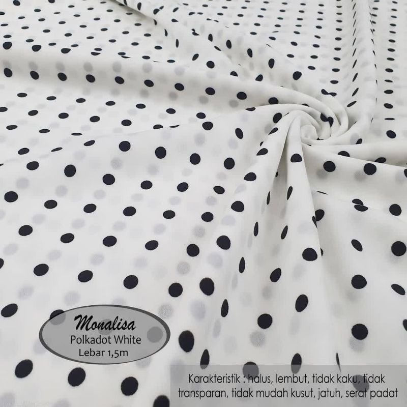 Kain Monalisa Motif Polkadot Putih harga murah setengah meter