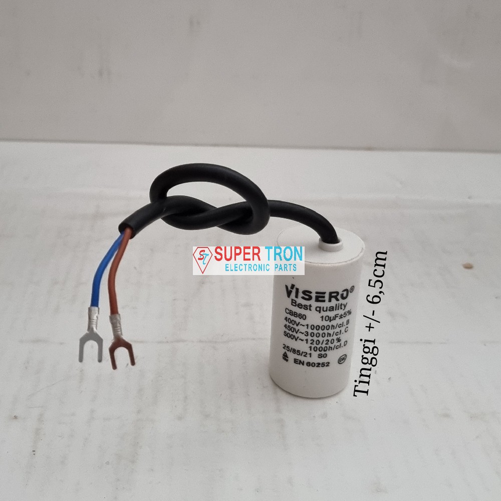 Capasitor 10 uf 450VAC Bulat Kabel