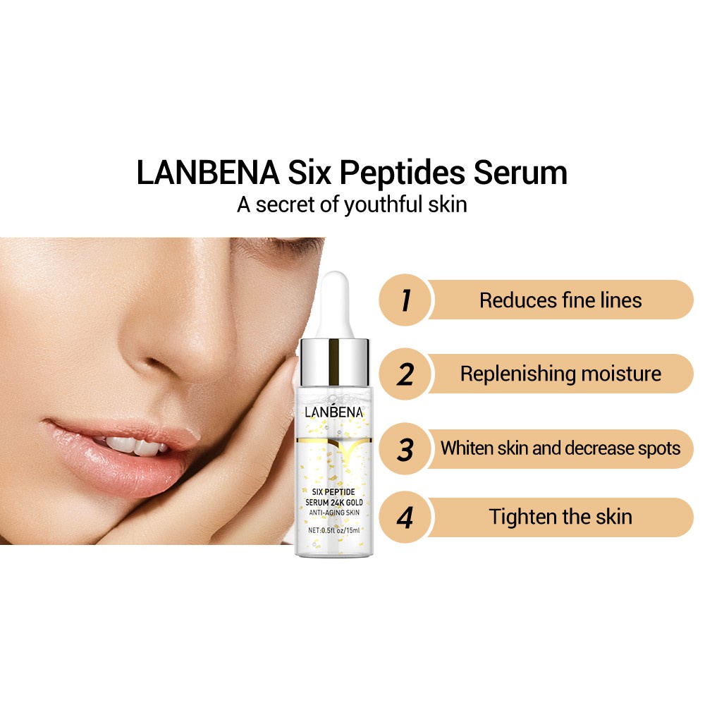 [Ori100%]LANBENA 24k Gold Peptide Serum Anti Aging Kerut Pelembab Facial Serum Essence Wajah Skincare Perawatan[Read stock]