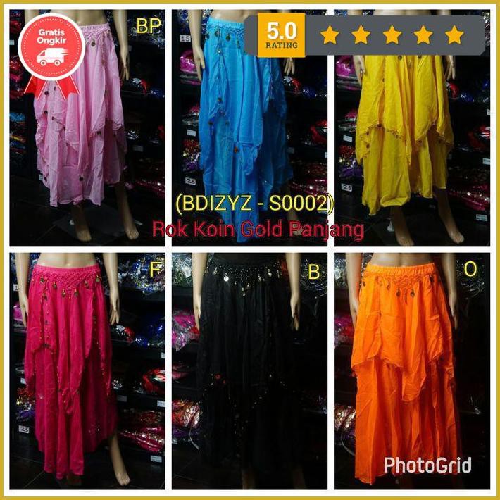 Belly Dance Rok Koin Gold Panjang - Biru Muda Paling Murah
