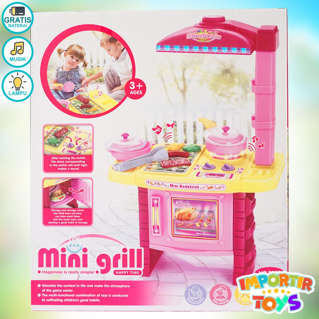 Mainan Masakan Mini Grill bisa dibuka pintunya dan Suara