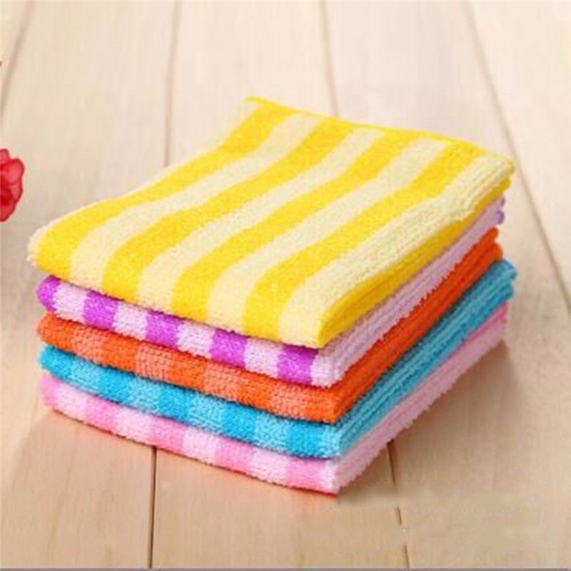 (SerbaSerbi) Kain Lap Bergaris Warna Dengan Bahan Lembut Microfiber 30x30cm / Serat Kain Menyerap Air dan Minyak Pembersih Noda