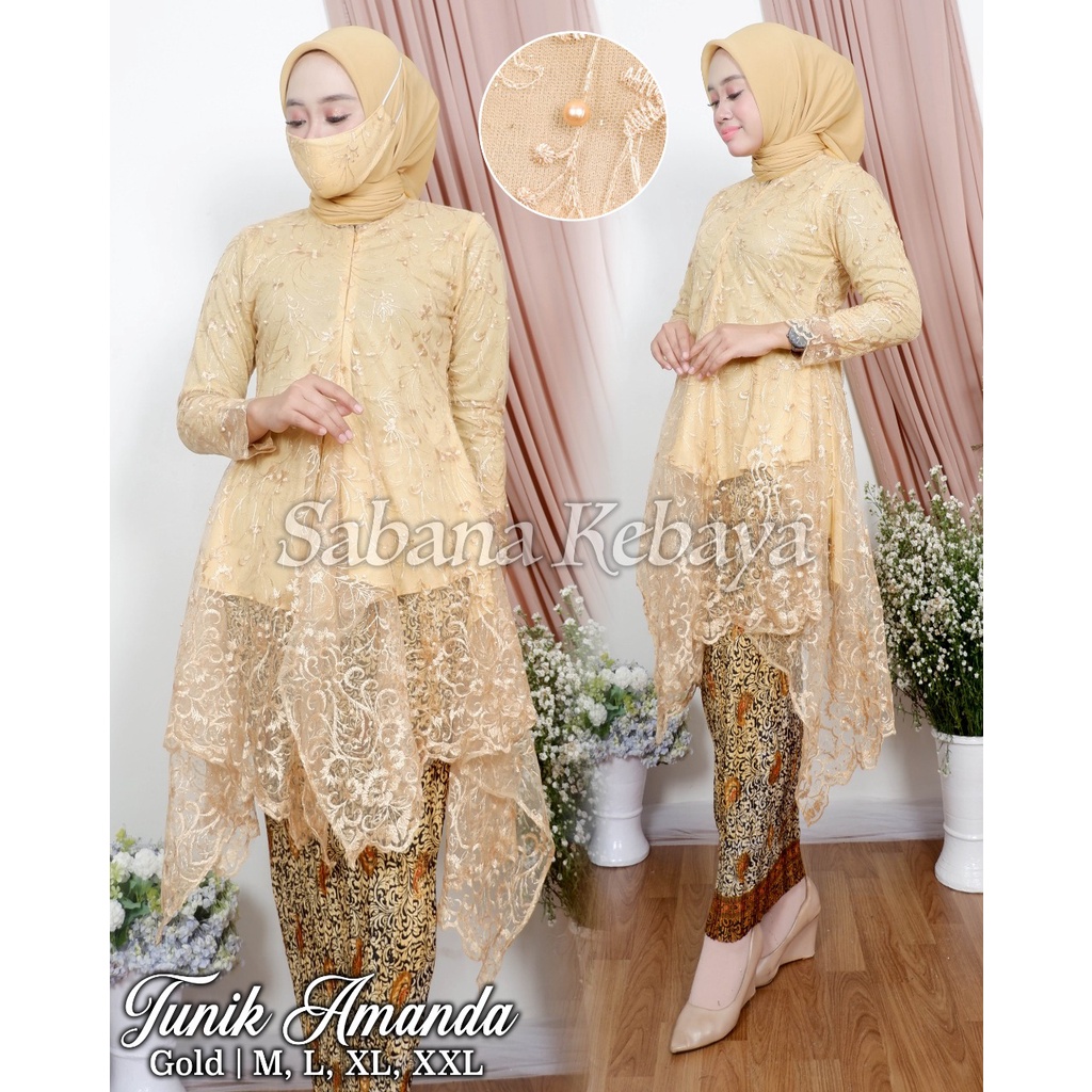 SAB&gt; SET KEBAYA AMANDA / KEBAYA BUSUI / BAJU KEBAYA MODERN / TUNIK TULLE BORDIR/ KEBAYA PESTA CANTIK