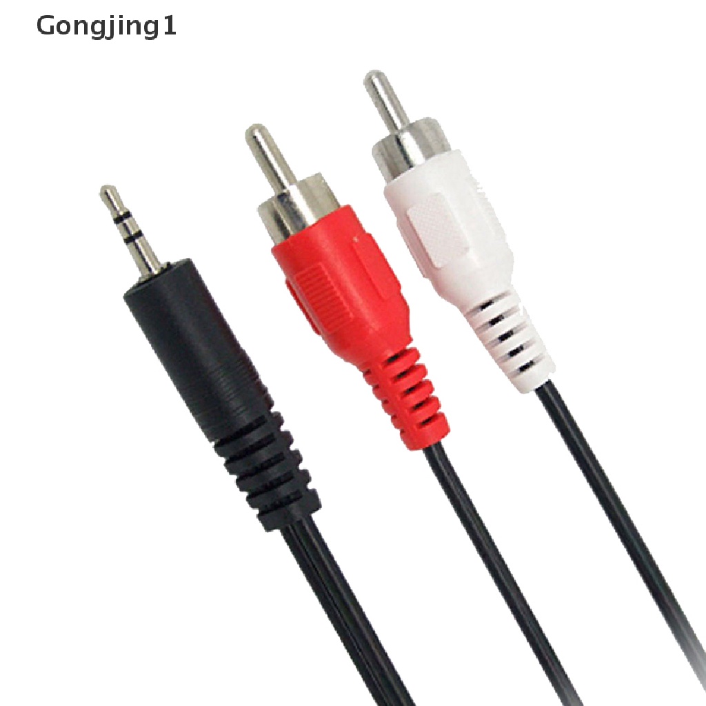 Gongjing1 Kabel Splitter Jack Audio 3.5mm Ke 2 Rca Male Panjang 1.2m / 3.9ft Untuk Handphone / Speaker