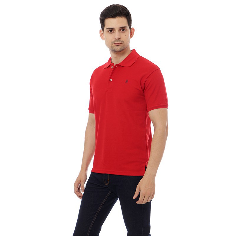 BlueButton Classic Men Embroidery PoloShirt Merah