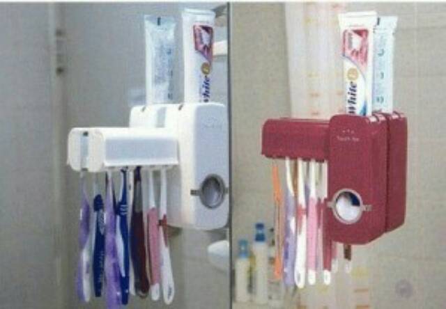 Dispenser odol pasta gigi set ( warna putih kotak sikat gigi) tooth paste brush holder kamar mandi-1