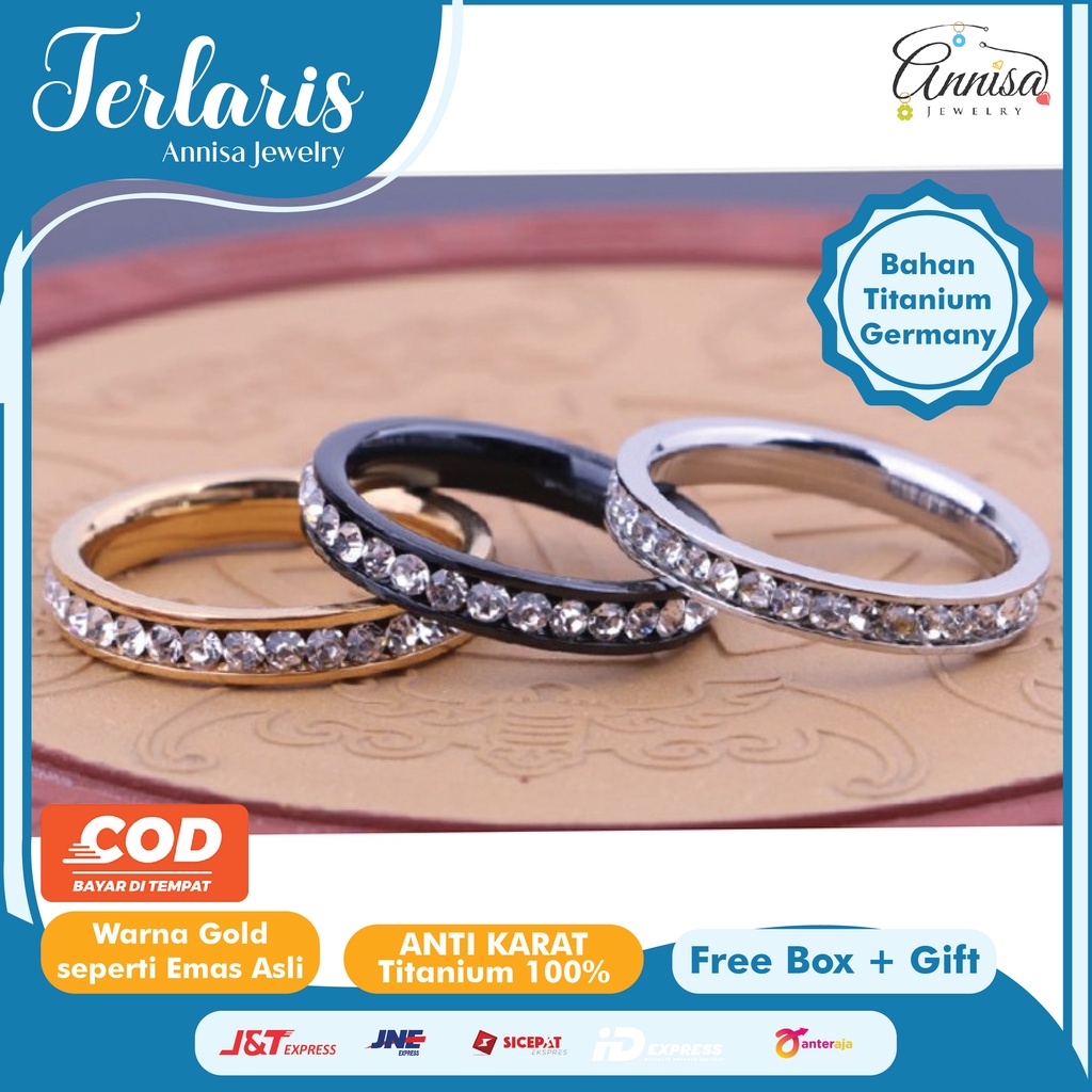 Cincin Titanium full Permata stylish Couple pasangan