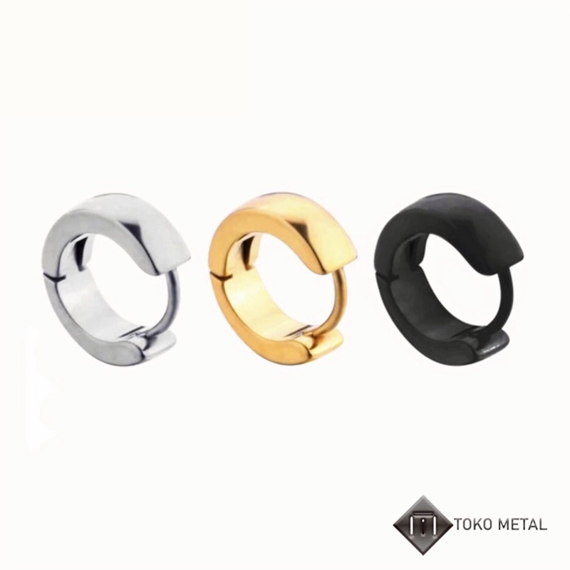 Anting 100%Titanium Kualitas Tinggi Oval Tindik / Pircing/Pria Dan Wanita 1 Cm [ Toko Metal ]