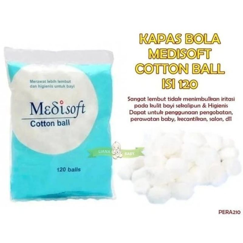 [rumahbayipdg] Kapas bulat bayi kapas bola Medisoft cotton ball 120 balls 75 gram