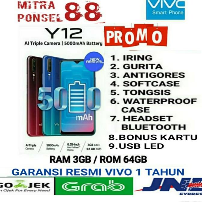 Vivo Y12 Ram 3/64Gb Garansi Resmi Vivo Indonesia