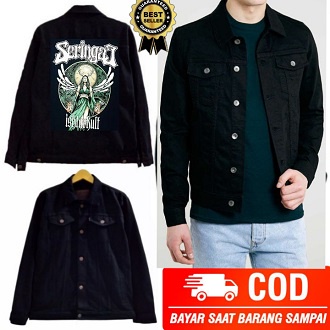 jaket band metal SERINGAI 01/ jeans pria // jaket jeans metal pria // jaket bergambar // jaket band 
