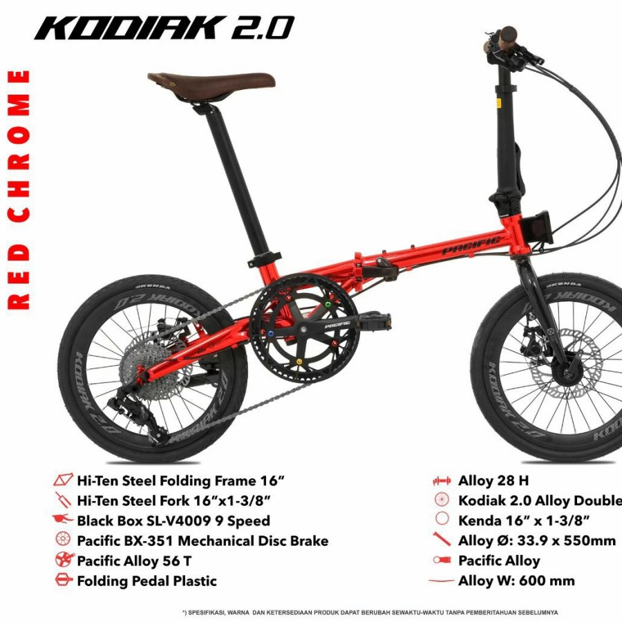 Sepeda Lipat Pacific STEEL KODIAK 2.0 1x9 MD 16 Inch 9 SP Garansi SNI-1