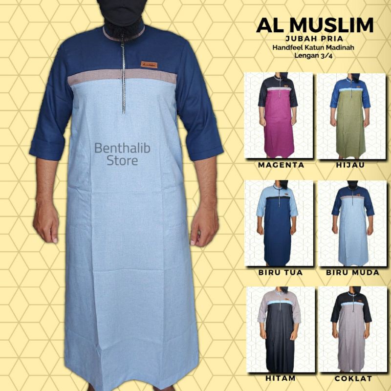 Gamis Jubah Pria Al Muslim Bahan Katun Madinah Lembut