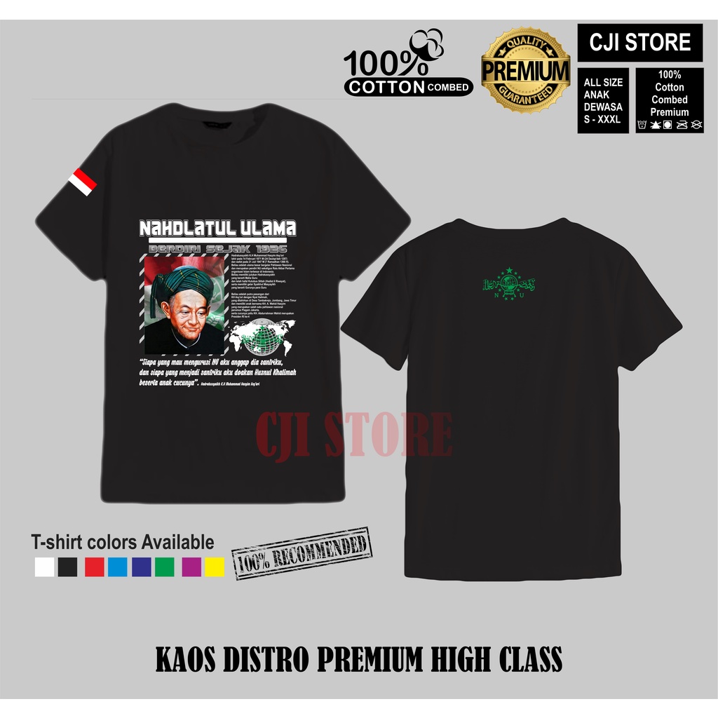 Kaos Distro Hadratussyaikh KH. Hasyim Asy'ari-Kaos Mbah Hasyim Asy'ari Biografi-Hitam