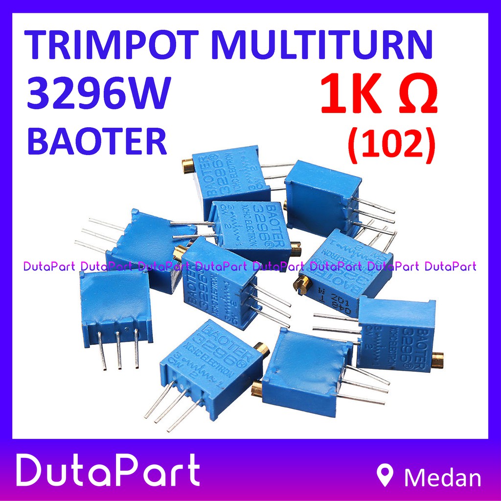 Multiturn 1K Ohm Potensiometer Trimpot Trimmer Resistor 3296 3296W