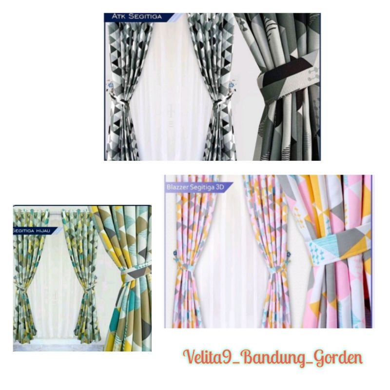 Gorden Jendela Bahan Satin Bridal Hordeng karakter Piramid Horden Minimalis Pintu Jendela Murah Blez