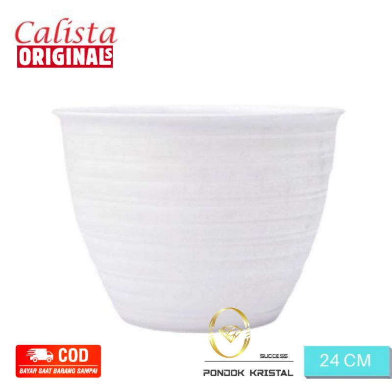 Calista Pot Bunga Oentoeng 24cm / Pot Tanaman Plastik Putih Tawon 24cm