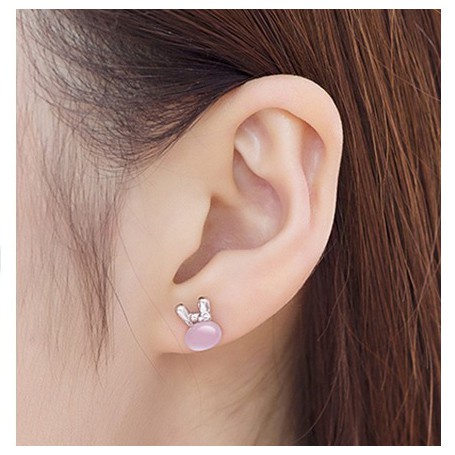 925 Perak Lucu Anting-Anting Anting-Anting Gaya Korea Wanita Hello Kitty Pink Crystal Animal Zodiac Perhiasan Sederhana