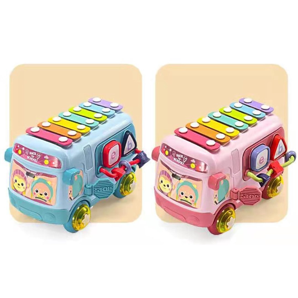 [BIG SALE] mainan bayi terbaru bus puzzle musik xylophone 3 in 1 dan roda kerincingan