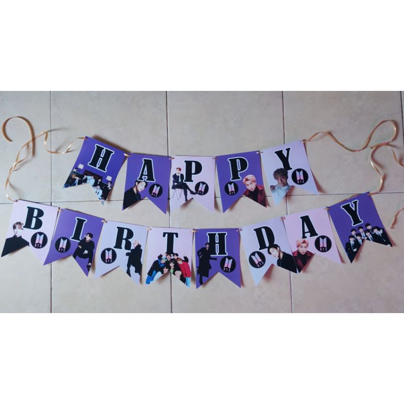 Jual BANNER FLAG/ BUNTING FLAG HAPPY BIRTHDAY TEMA BTS ARMY KPOP ...