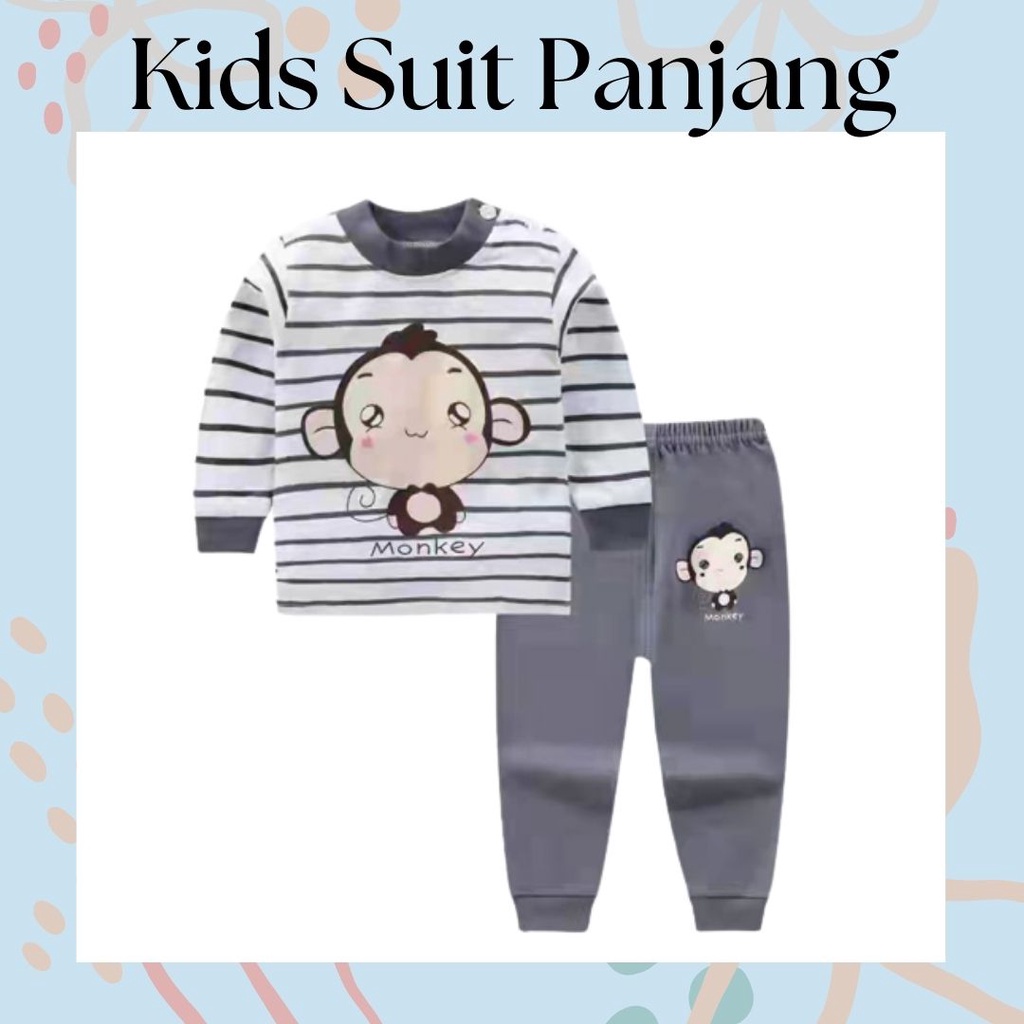 LittleAaron KIDS SUIT PANJANG H5 Setelan Anak Bahan Kaos Lengan Berkualitas Import cewek cowok NEW5