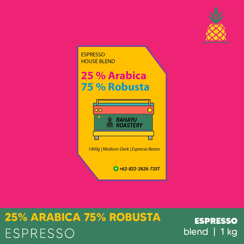 

Kopi Espresso House Blend 25% Arabika 75% Robusta 1kg (Biji/Bubuk)