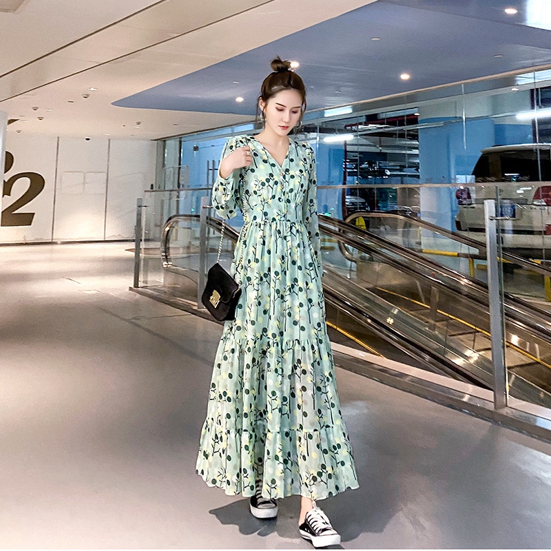 [COD] LB - Long dress motif / Dress fashion import motif / Dress motif terbaru / Korean fashion dress / D166