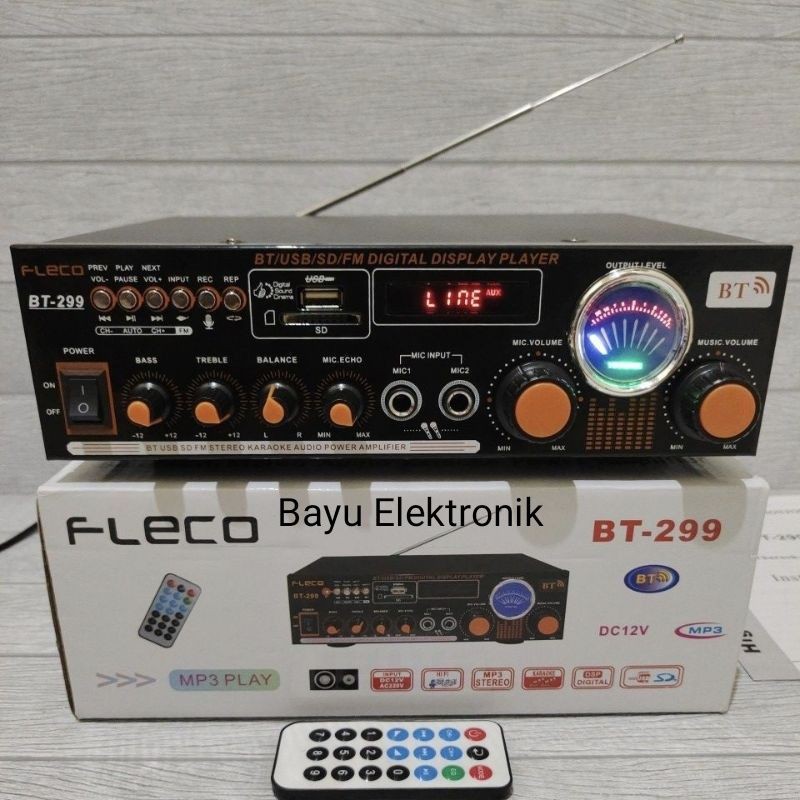 Power Amplifier Subwoofer Fleco BT-299 Original Amplifier Bluetooth Stereo Karaoke Mp3 Player Radio