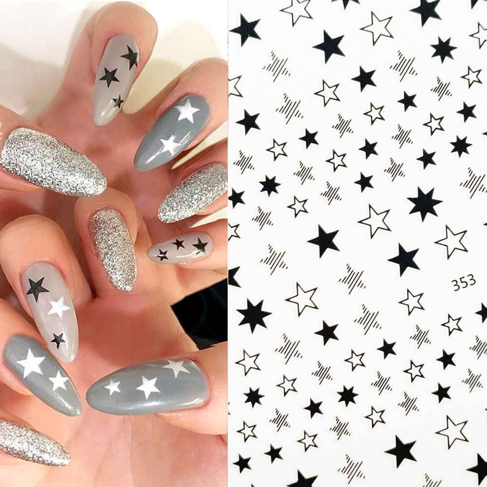 Mxbeauty 1pc Stiker Kuku Motif Geometri Aksen Glitter Untuk Aksesoris Nail Art / Manicure