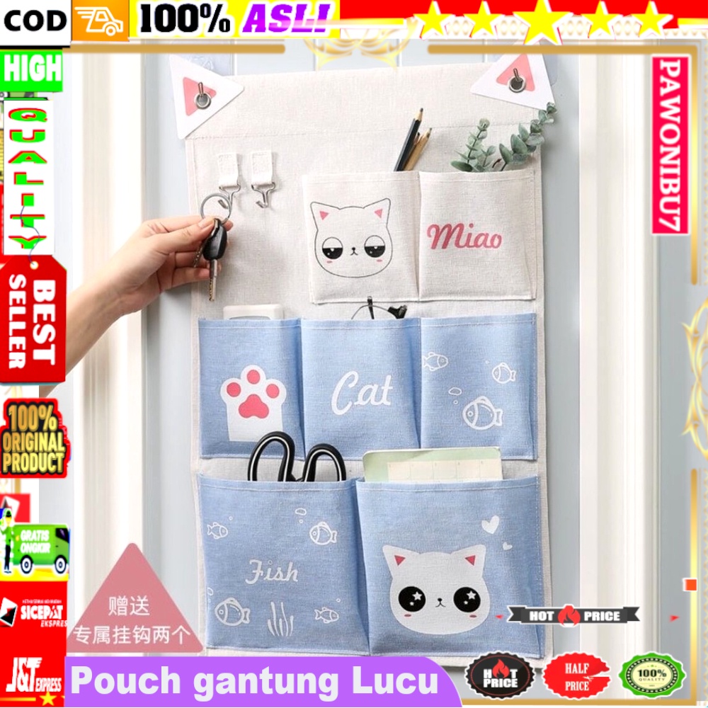 Tempat Penyimpanan Serbaguna Pouch Gantung Gantungan Smartphone HP Pulpen Gunting Pisau Unik Motiff 