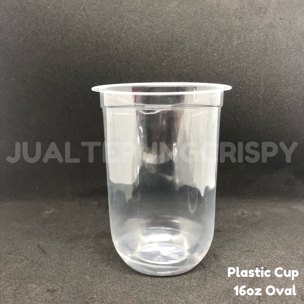 Gelas Plastik 16oz oval / Gelas Plastik Oval / Plastik Cup / Cup Minuman Tanpa Tutup