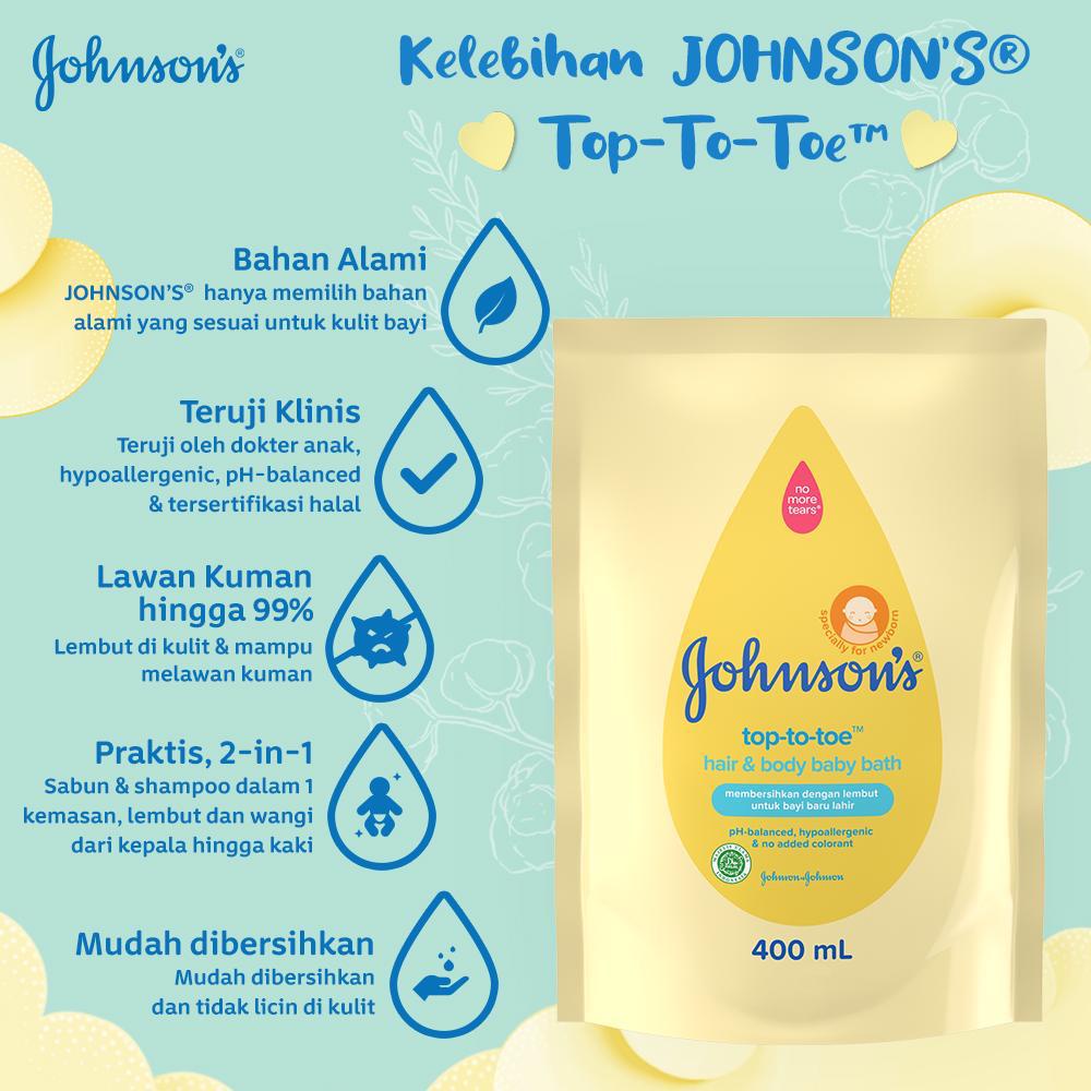 JOHNSON'S BABY BATH TOP TO TOE BABY HAIR AND BODY BATH REFILL 400 ML//SABUN MANDI BAYI 400ml