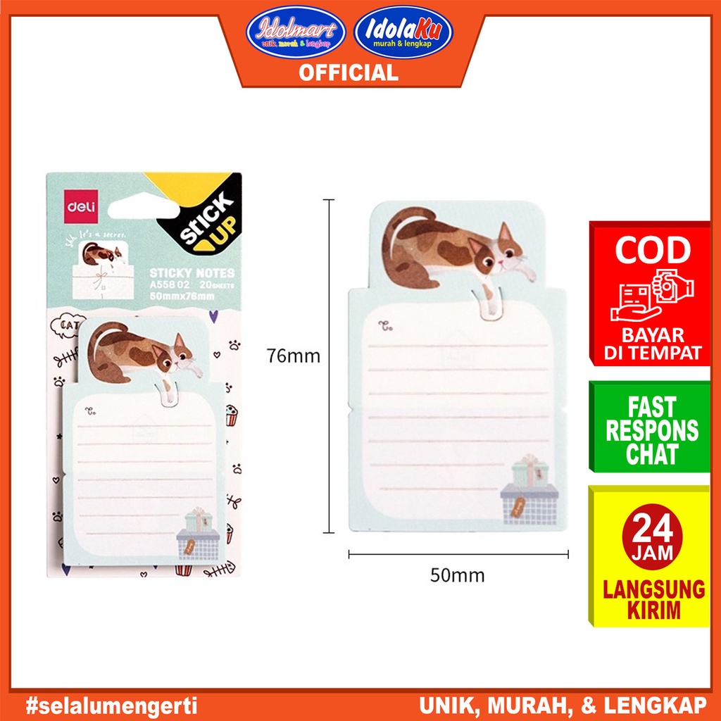 IDOLAKU Deli Sticky Notes A558-02 Animals / Memo Kertas Tempel Motif Binatang Lucu Unik Murah